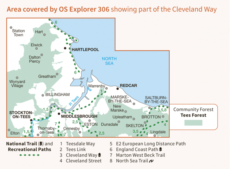 OS Explorer Map 306 - Middlesbrough and Hartlepool Stockton-on-Tees and Redcar-2